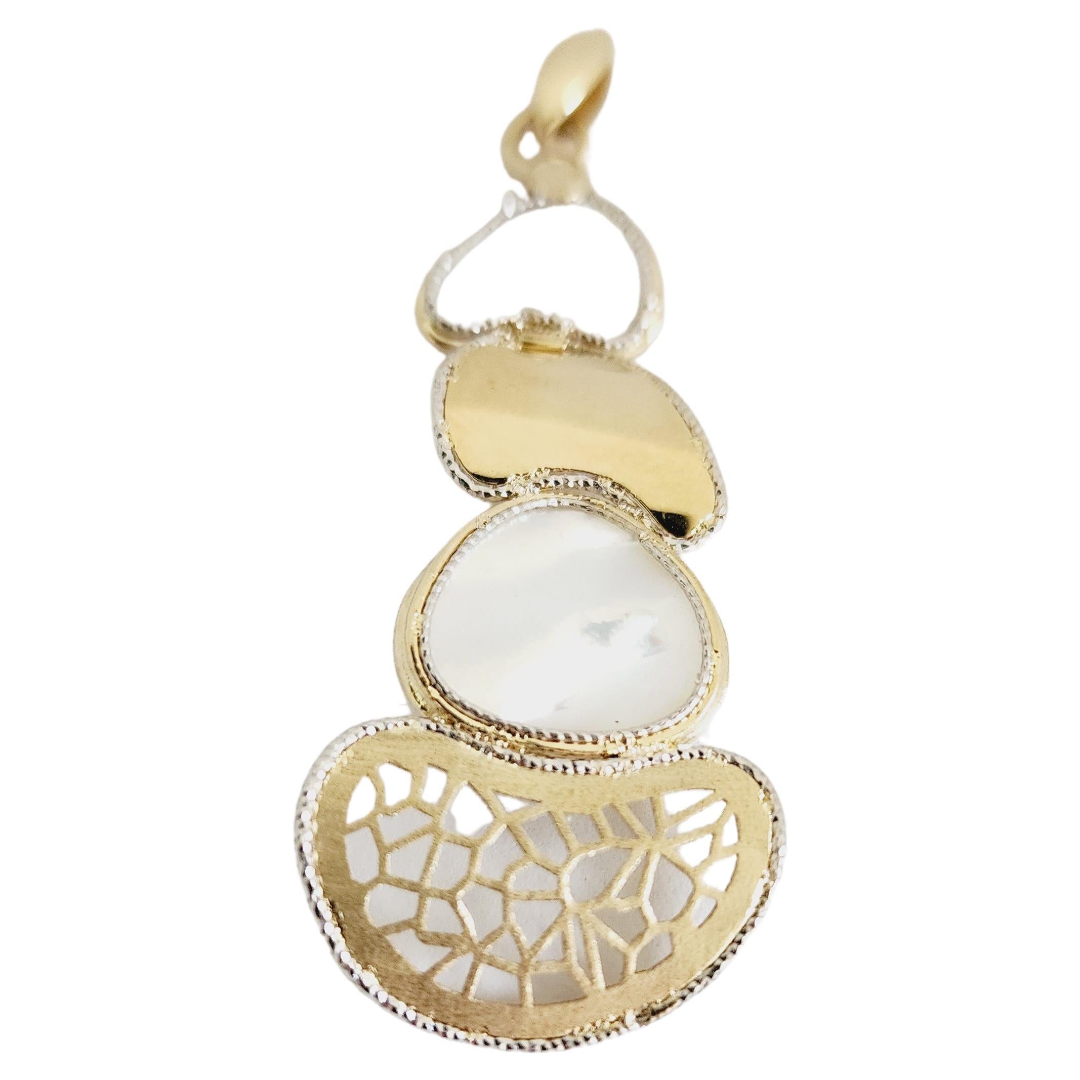 14 Karat Yellow Gold and Mother of Pearl Tambourine Charm For Sale at ...