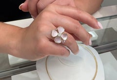 Mother of Pearl, Pink Sapphire 14K Yellow Gold Four Petal Flower Diamond Ring