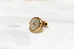 Mother of Pearl Round Cufflinks with Pave Diamond Centre in 14Kt Yellow Gold
