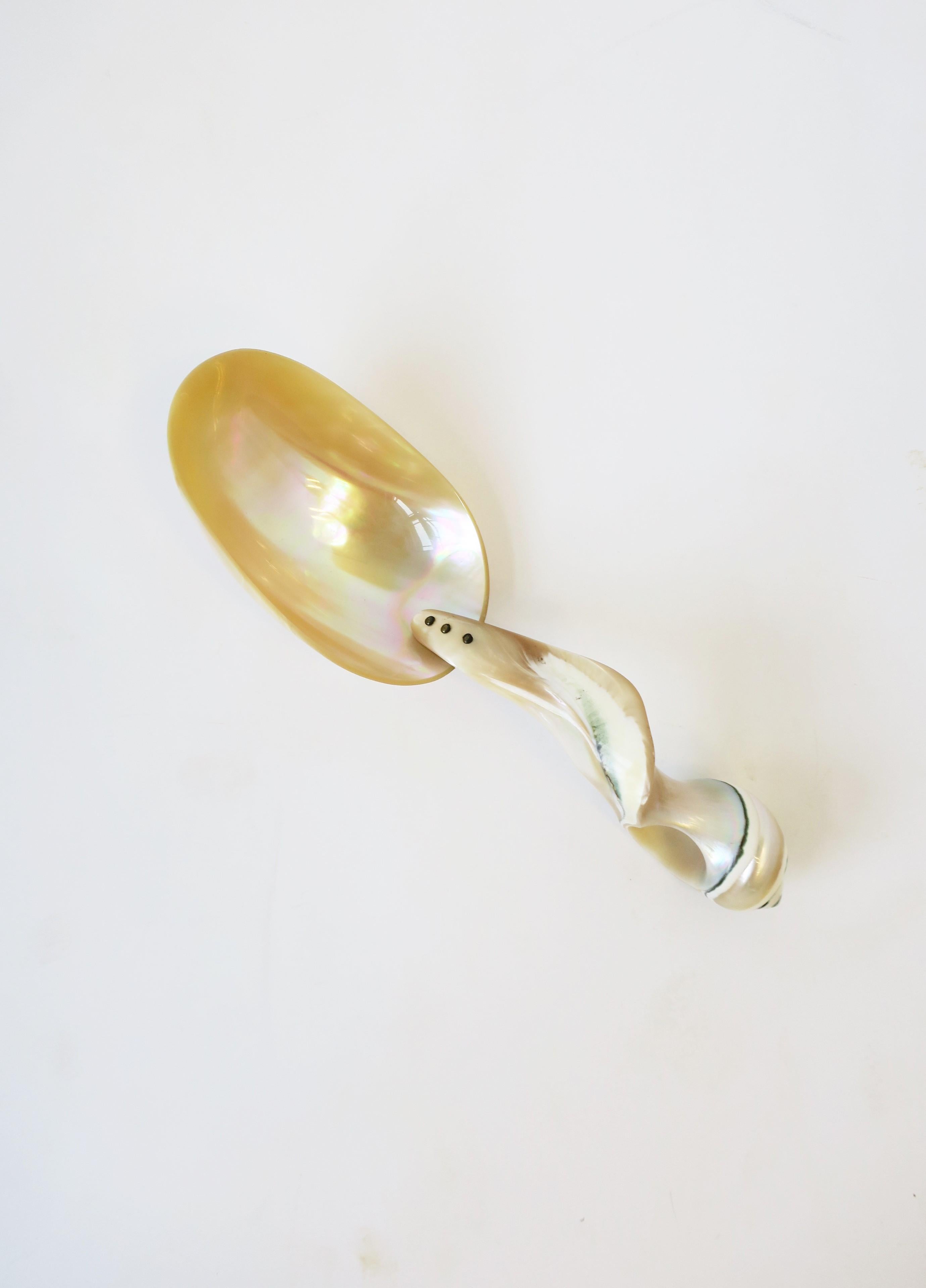 Organic Modern Mother of Pearl Seashell Spoon or Caviar Vessel For Sale