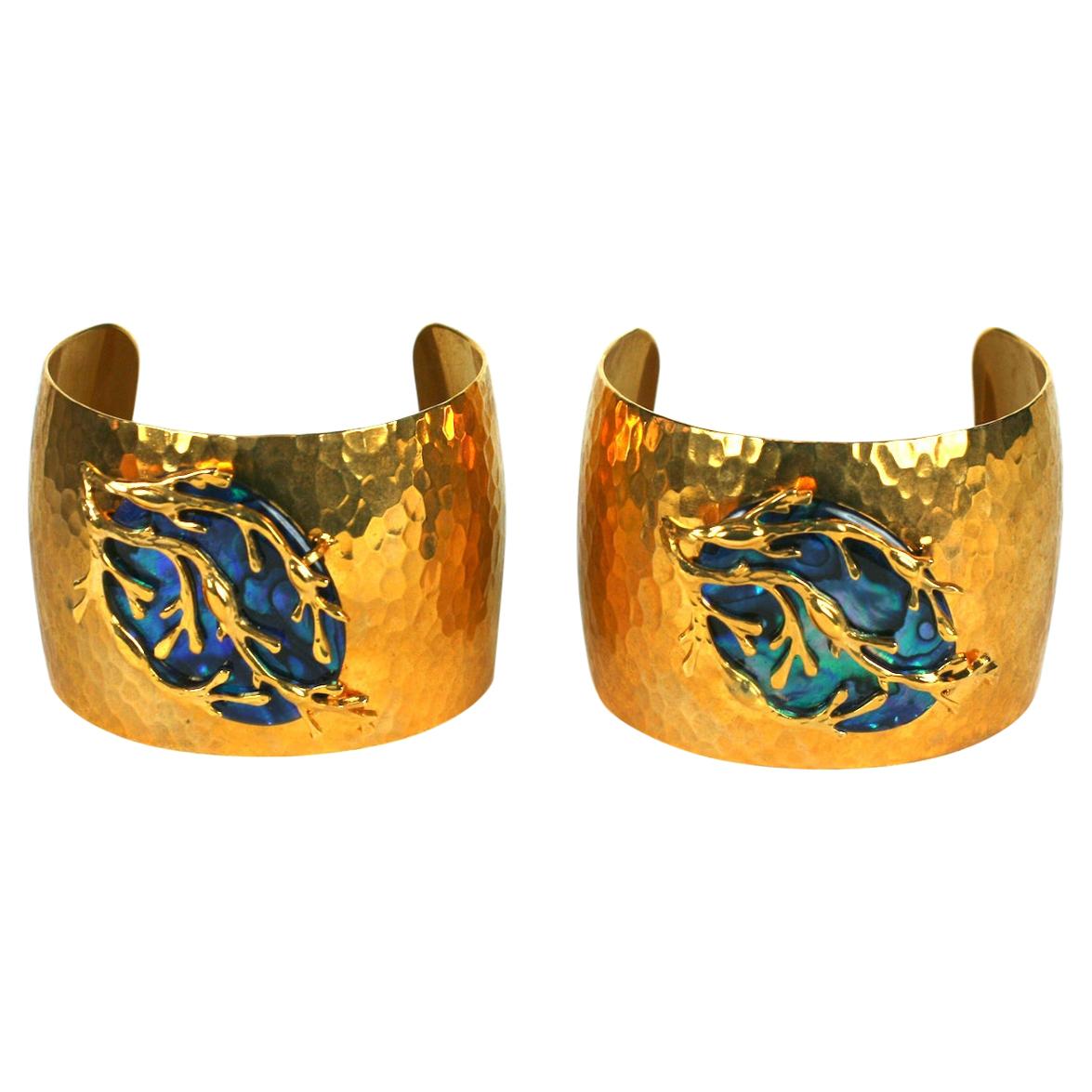 Mother of Pearl Seaweed Cuffs, MWLC For Sale