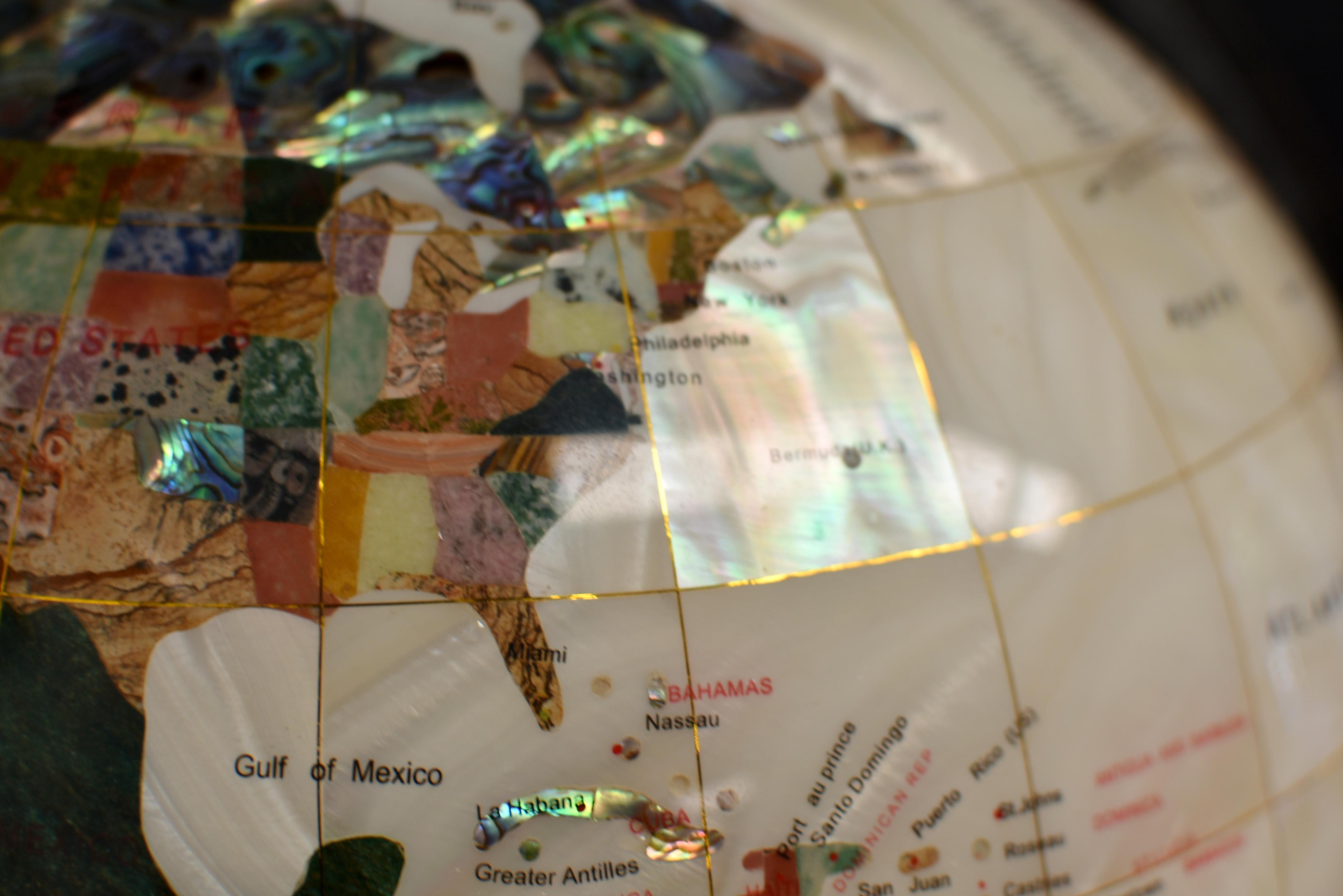 Copper Mother of Pearl Semi-Precious Gemstone Globe 19