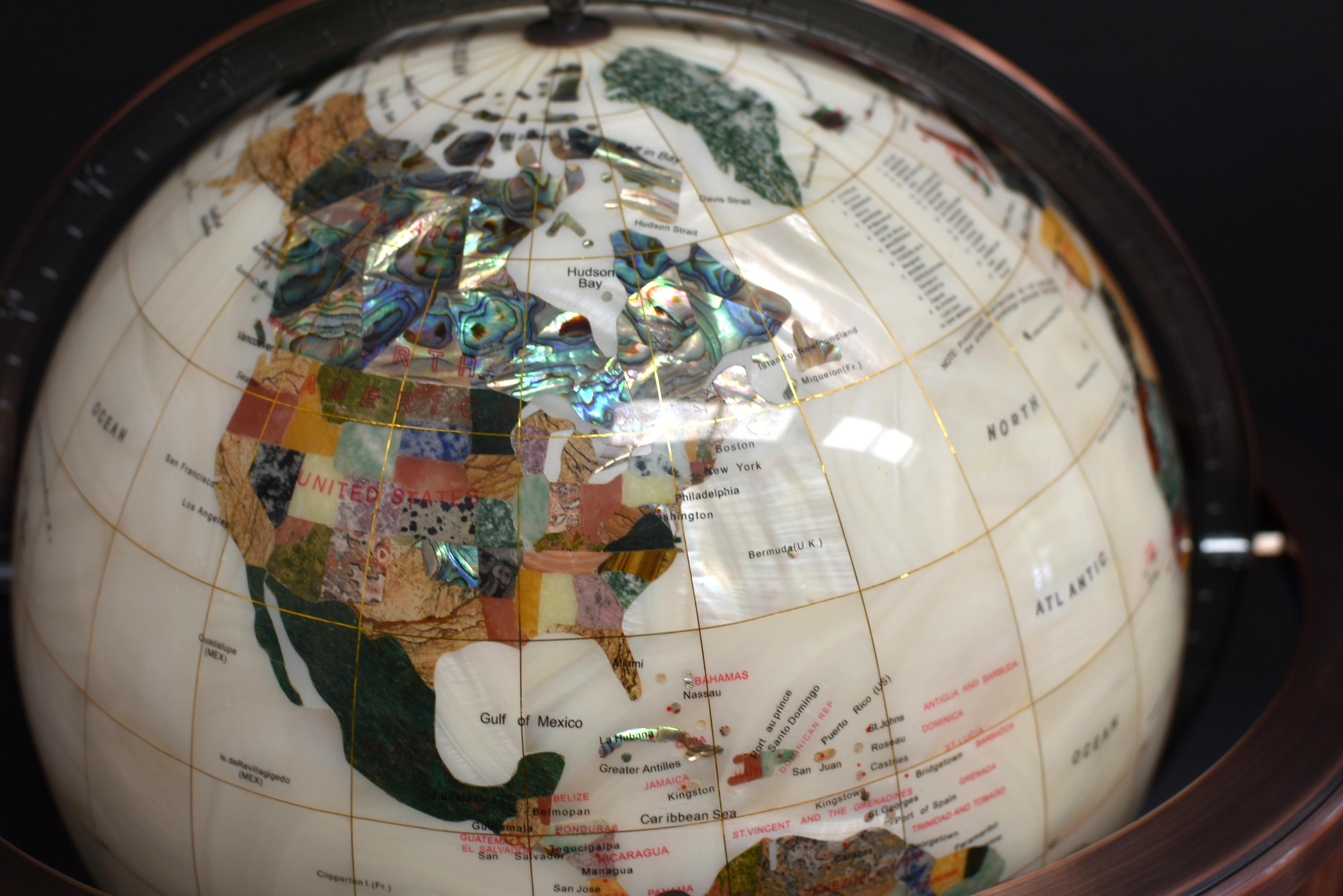 Mother of Pearl Semi-Precious Gemstone Globe 19