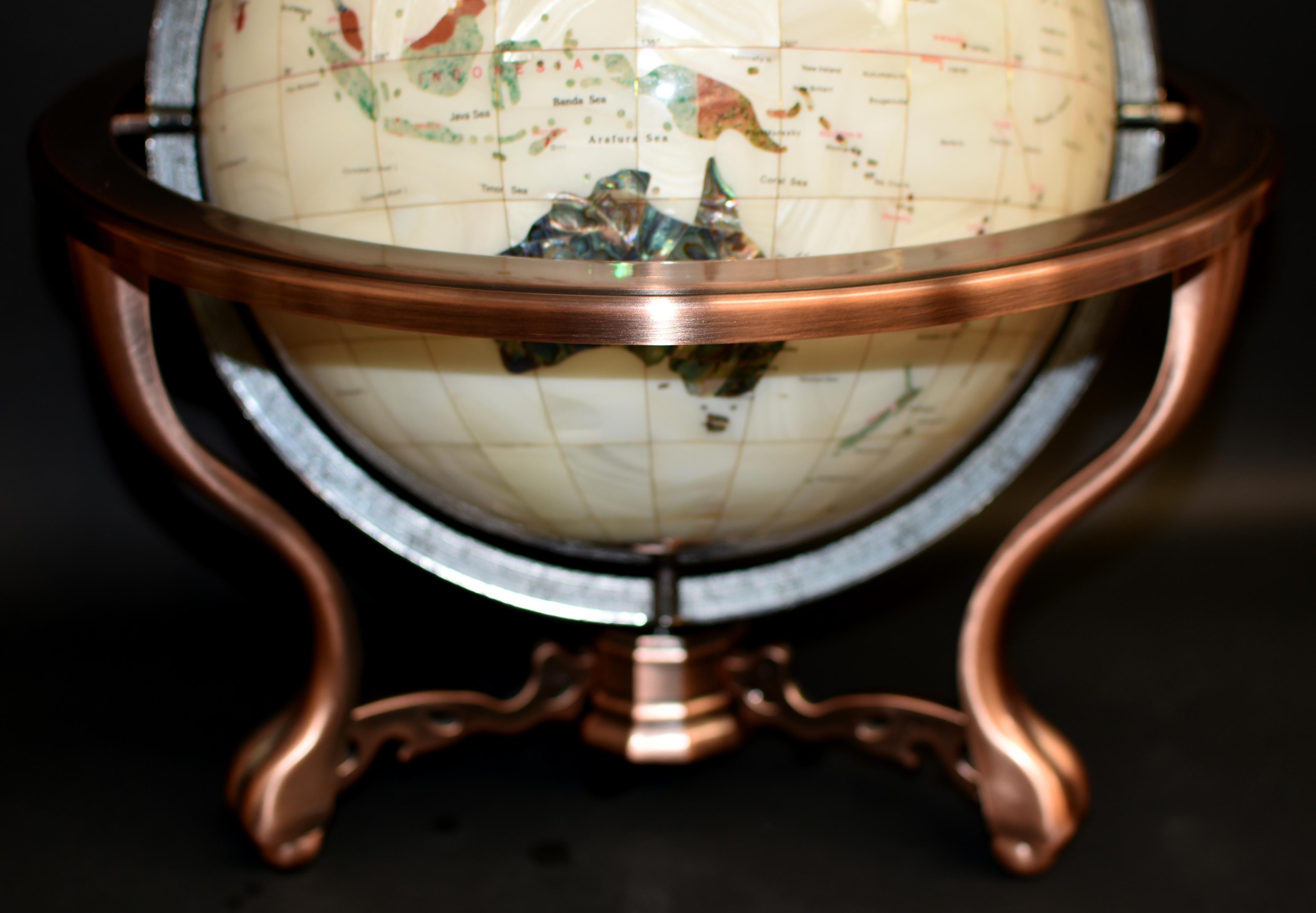 Mother of Pearl Semi-Precious Gemstone Globe 19