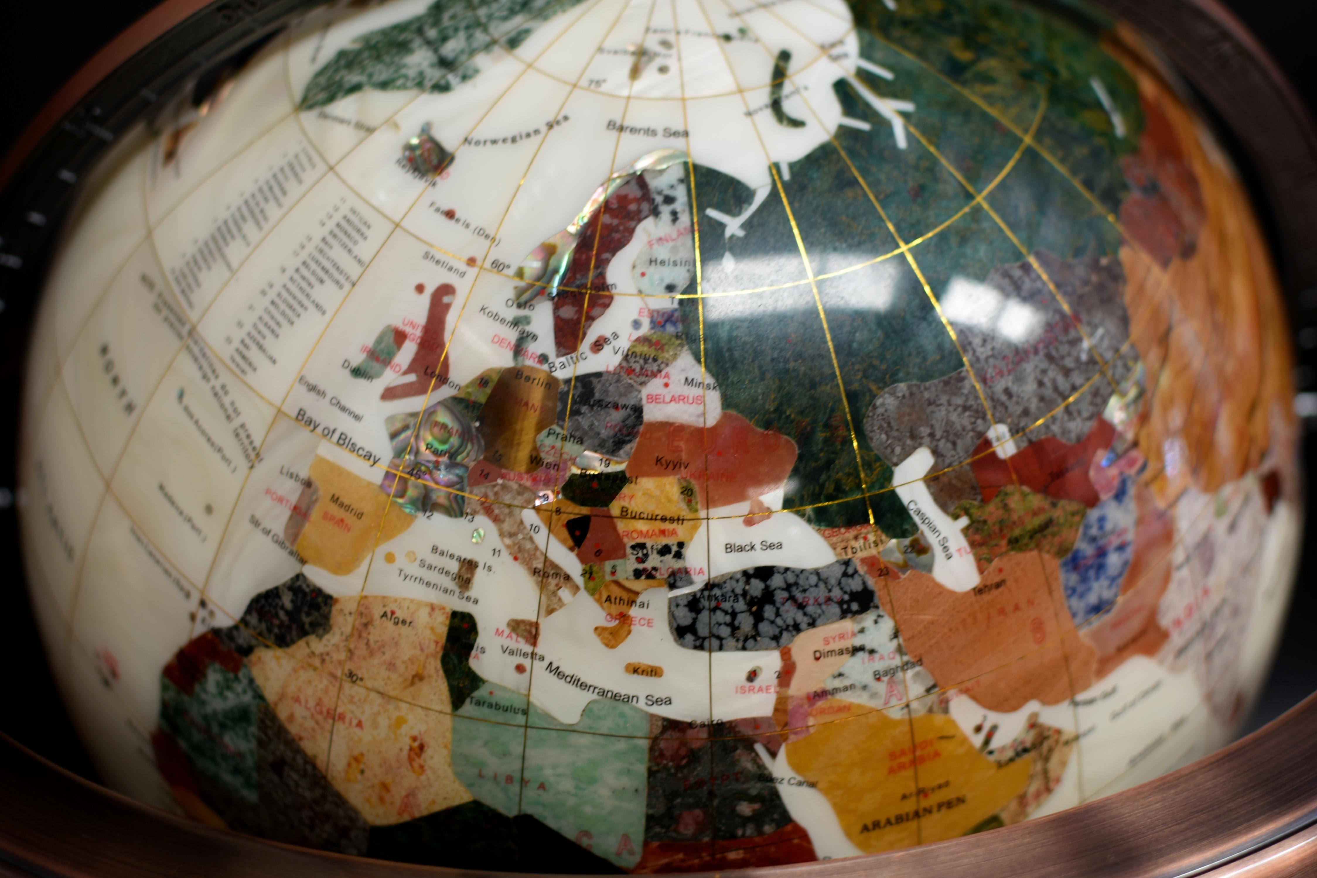 Mother of Pearl Semi-Precious Gemstone Globe 19