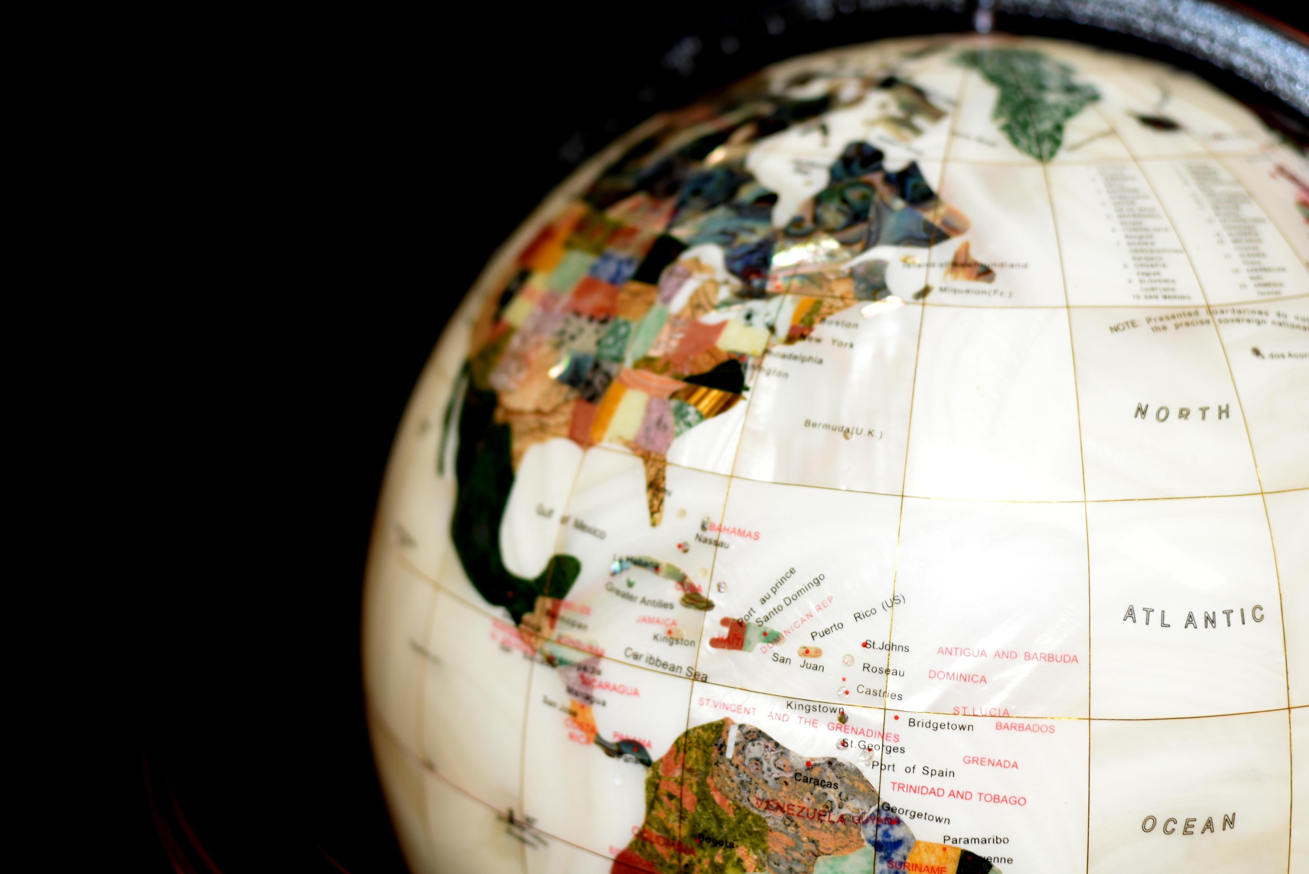 Contemporary Mother of Pearl Semi-Precious Gemstone Globe 19