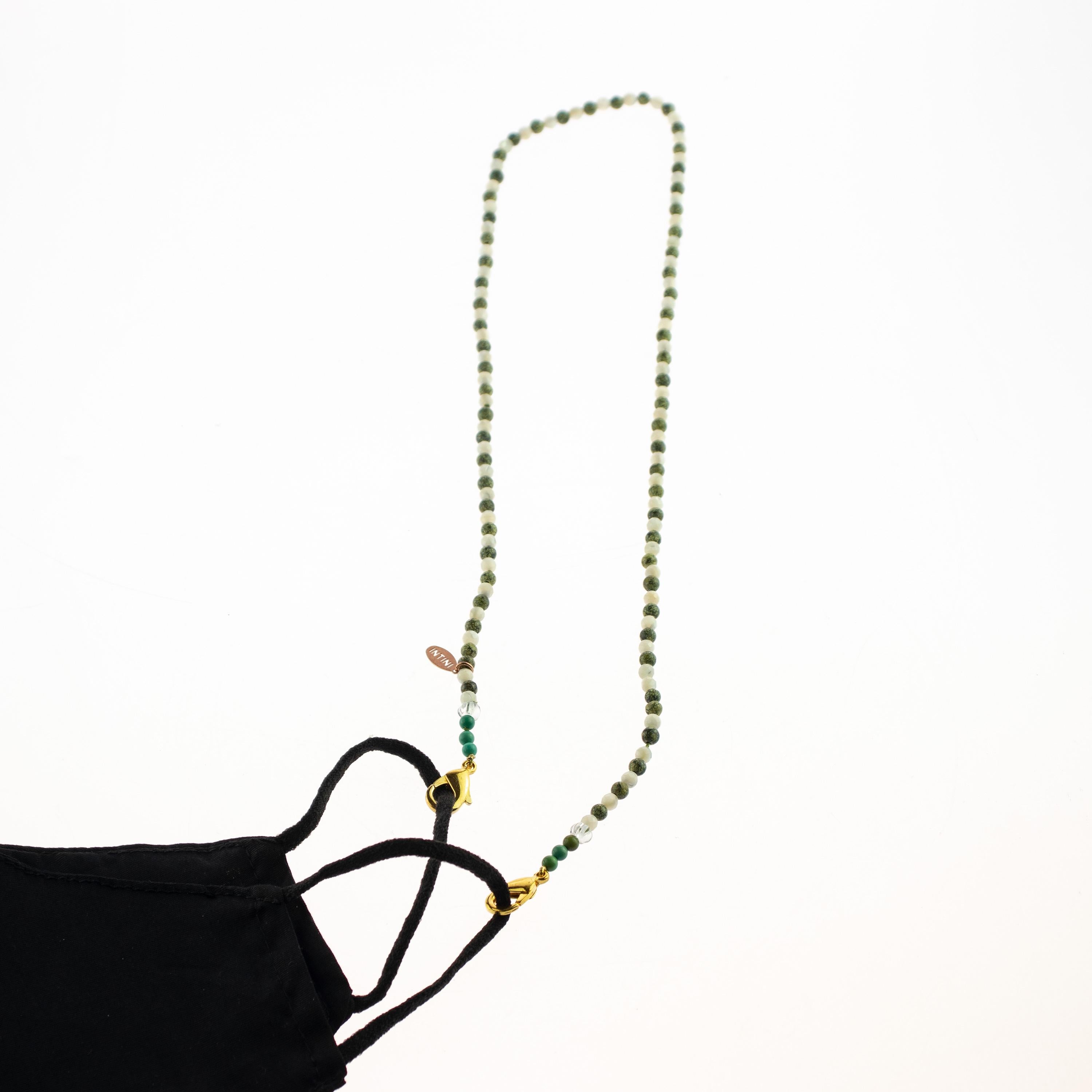 Perlmutt Serpentin Perlen String Handgefertigte Maskenhalter Halskette für Damen oder Herren im Angebot