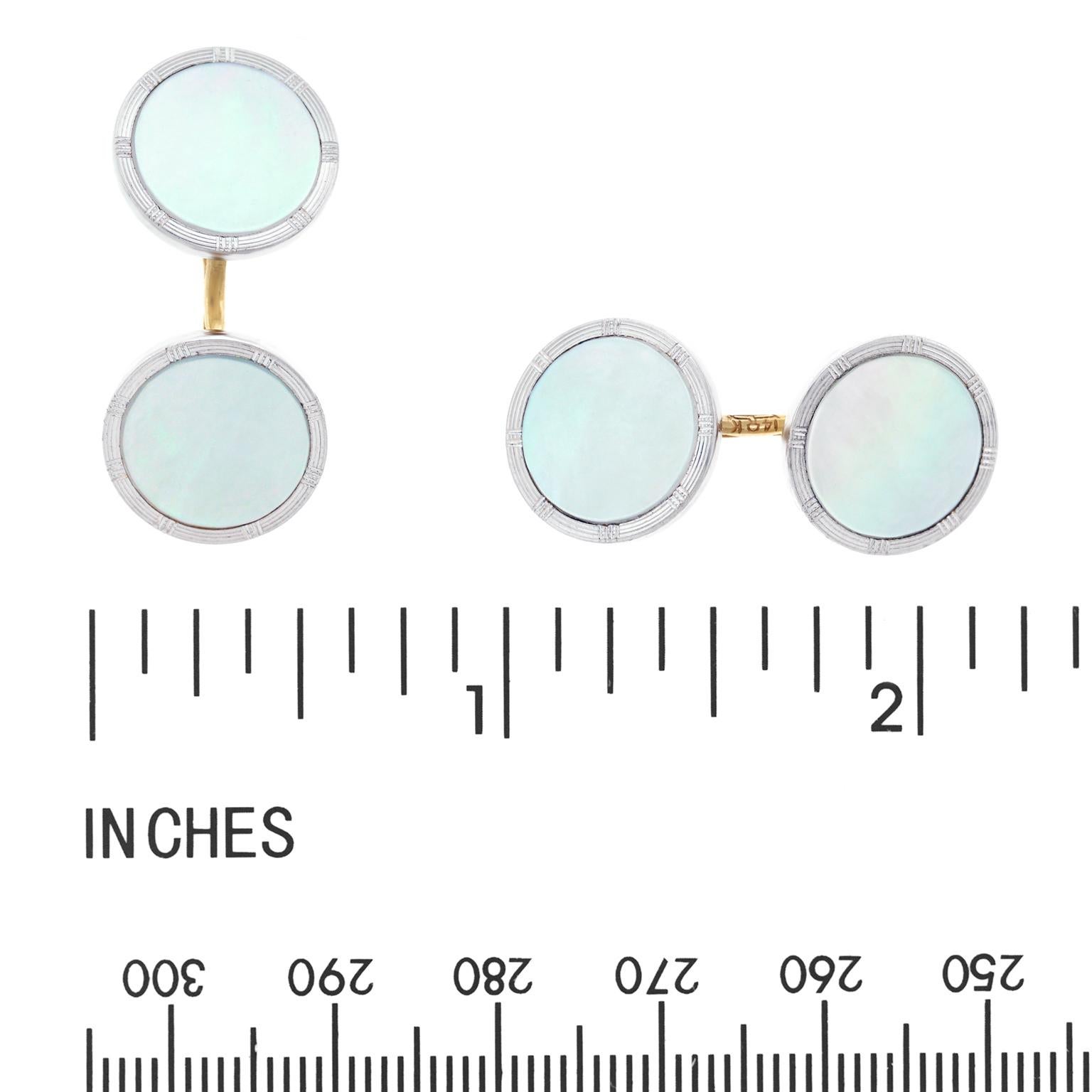 Silver Bead Mother of Pearl Studs and Cufflinks Set main image 1