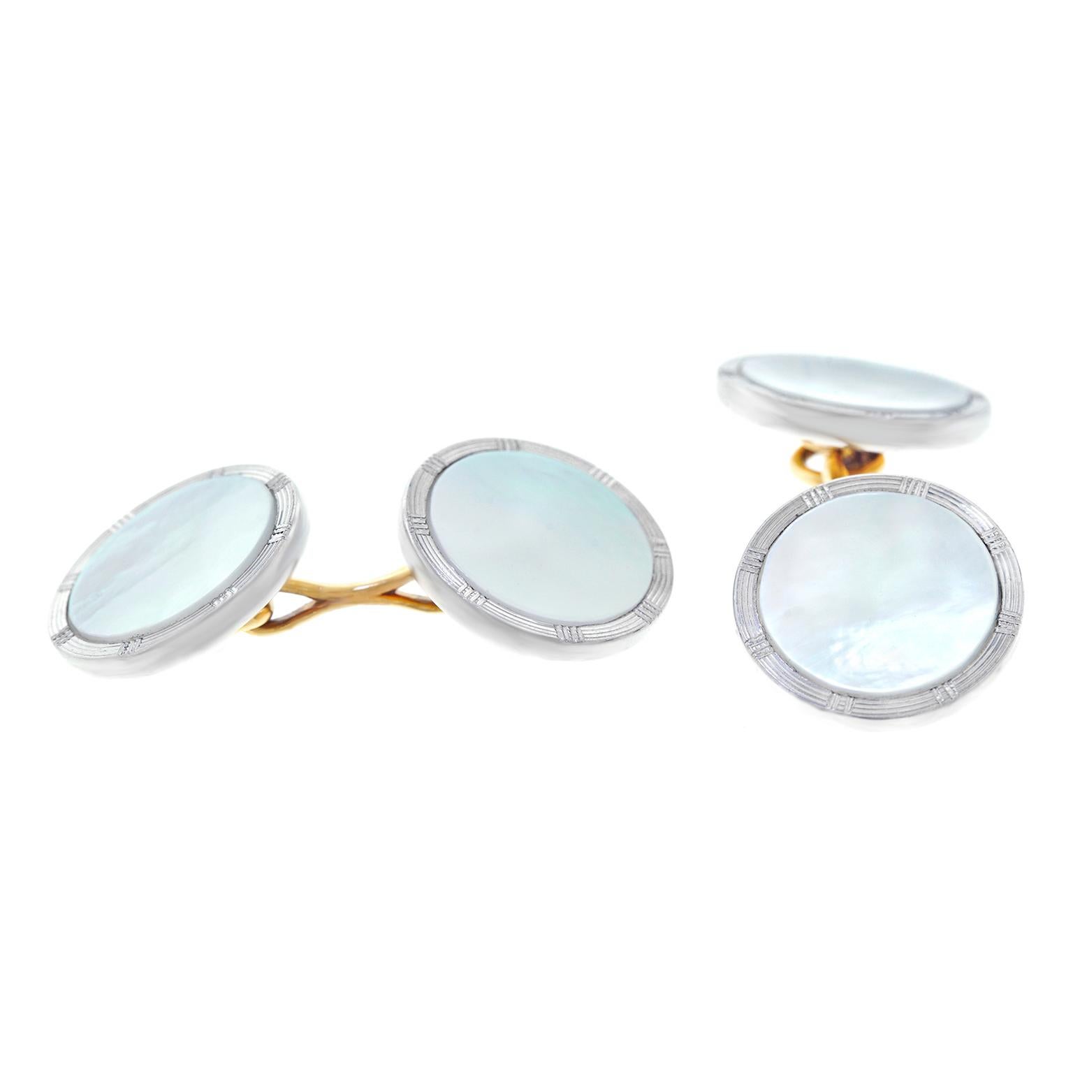 Mother-of-Pearl Set Gold Cufflink and Stud Set 3