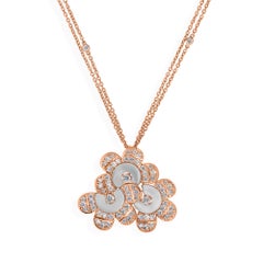 Mother of Pearl SI/H Diamond Floral Pendant Necklace 18 Karat Rose Gold