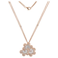 Mother of Pearl SI/H Diamond Floral Pendant Necklace 18 Karat Rose Gold