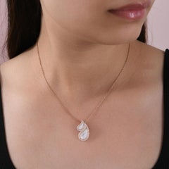 Perlmutt SI/H Echtdiamant Halo-Anhänger Halskette 18K Rose Gold