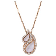 Perlmutt SI/H Echtdiamant Halo-Anhänger Halskette 18K Rose Gold