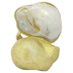 Anello con dichiarazione di Madreperla placcato in oro con fascia regolabile