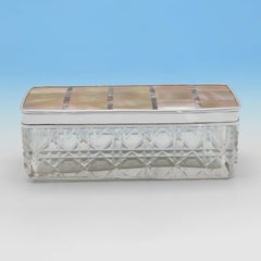 Mother of Pearl & Sterling Silver Dressing Table Box - Birmingham 1923