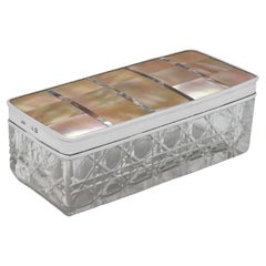 Mother of Pearl & Sterling Silver Dressing Table Box - Birmingham 1923
