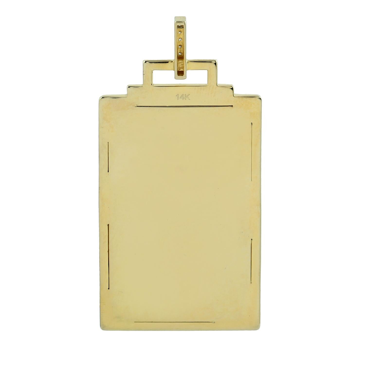 Taglio misto Ciondolo con carta dei tarocchi in madreperla, smalto nero e diamanti in oro 14k in vendita