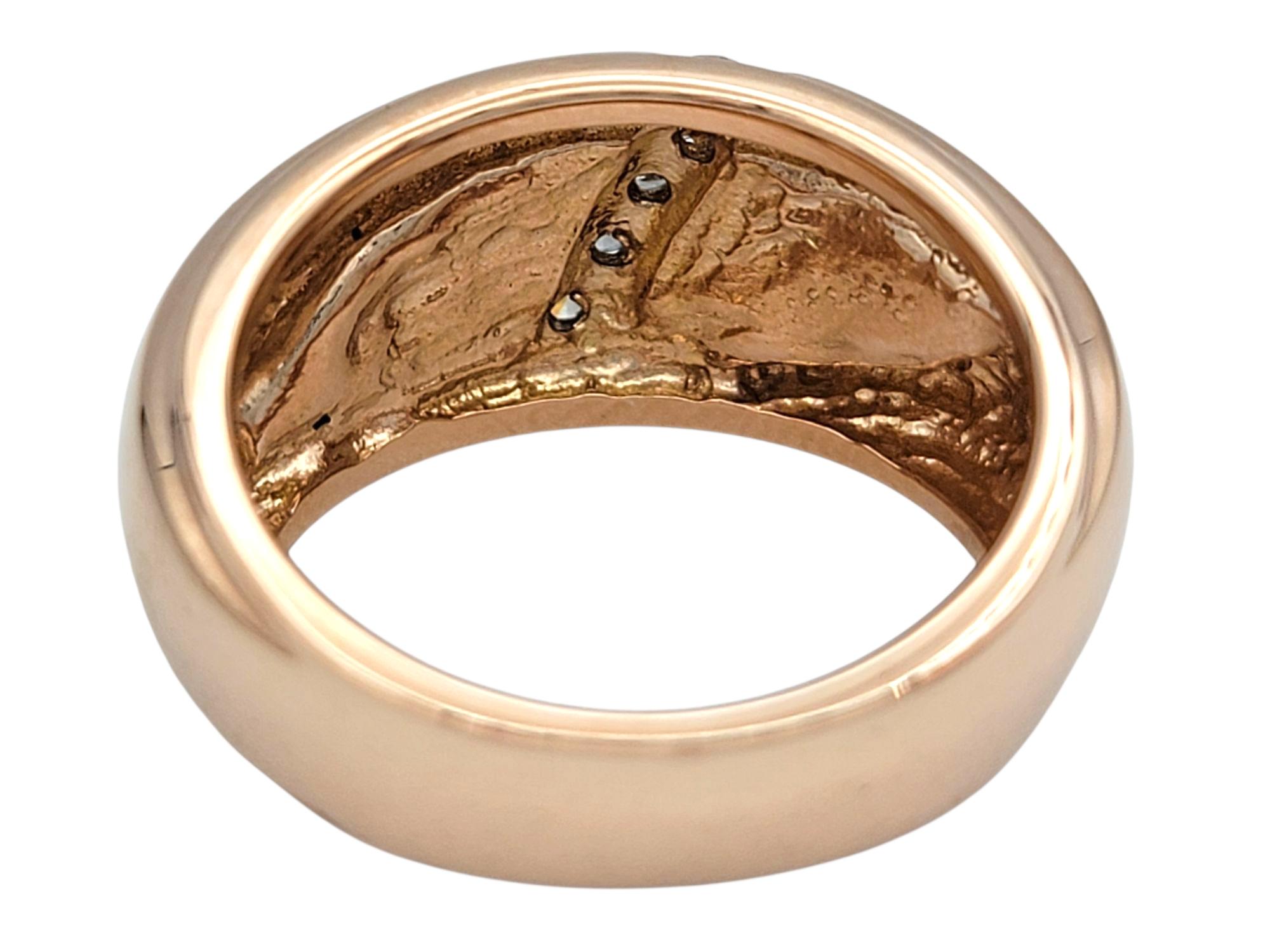 De las mujeres Mother of Pearl Triangular Inlay Band Ring with Diamonds in 14 Karat Rose Gold en venta