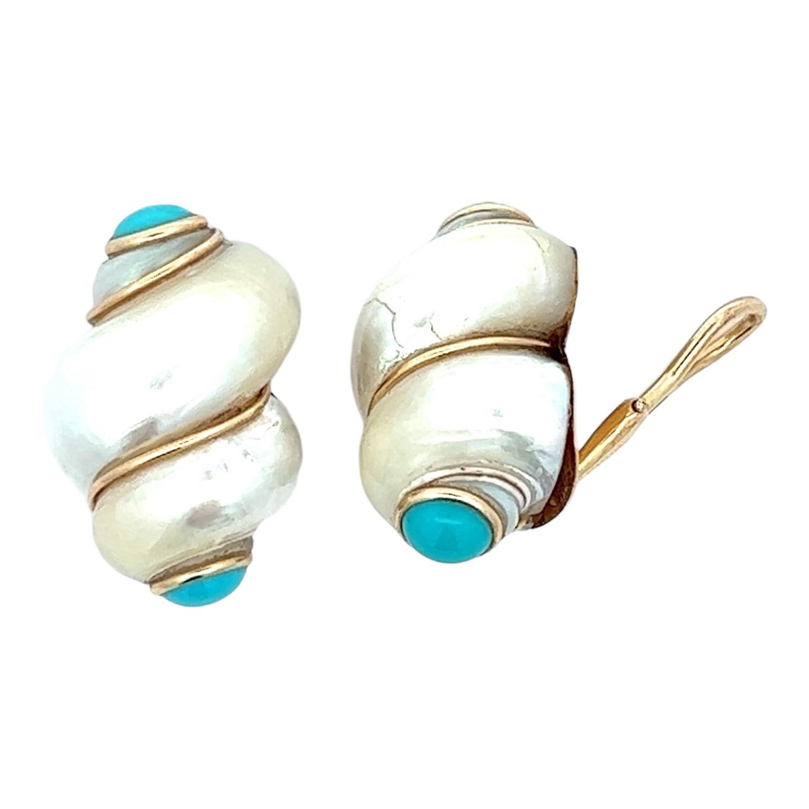 gold sea shell earrings