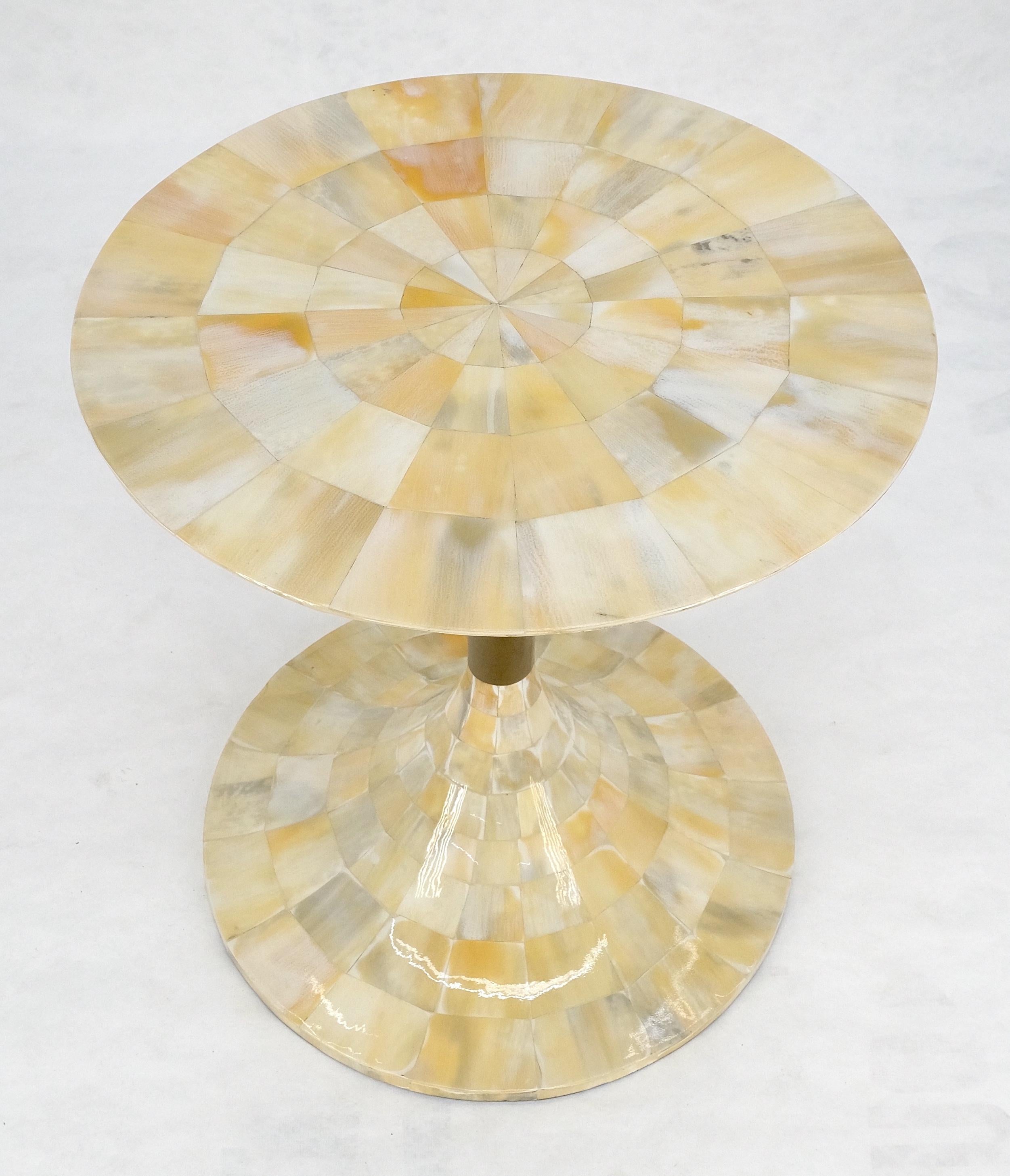 Mid-Century Modern Mother of Pearl Veneer Patch Work Tulip Shape side End Table Stand MINT For Sale