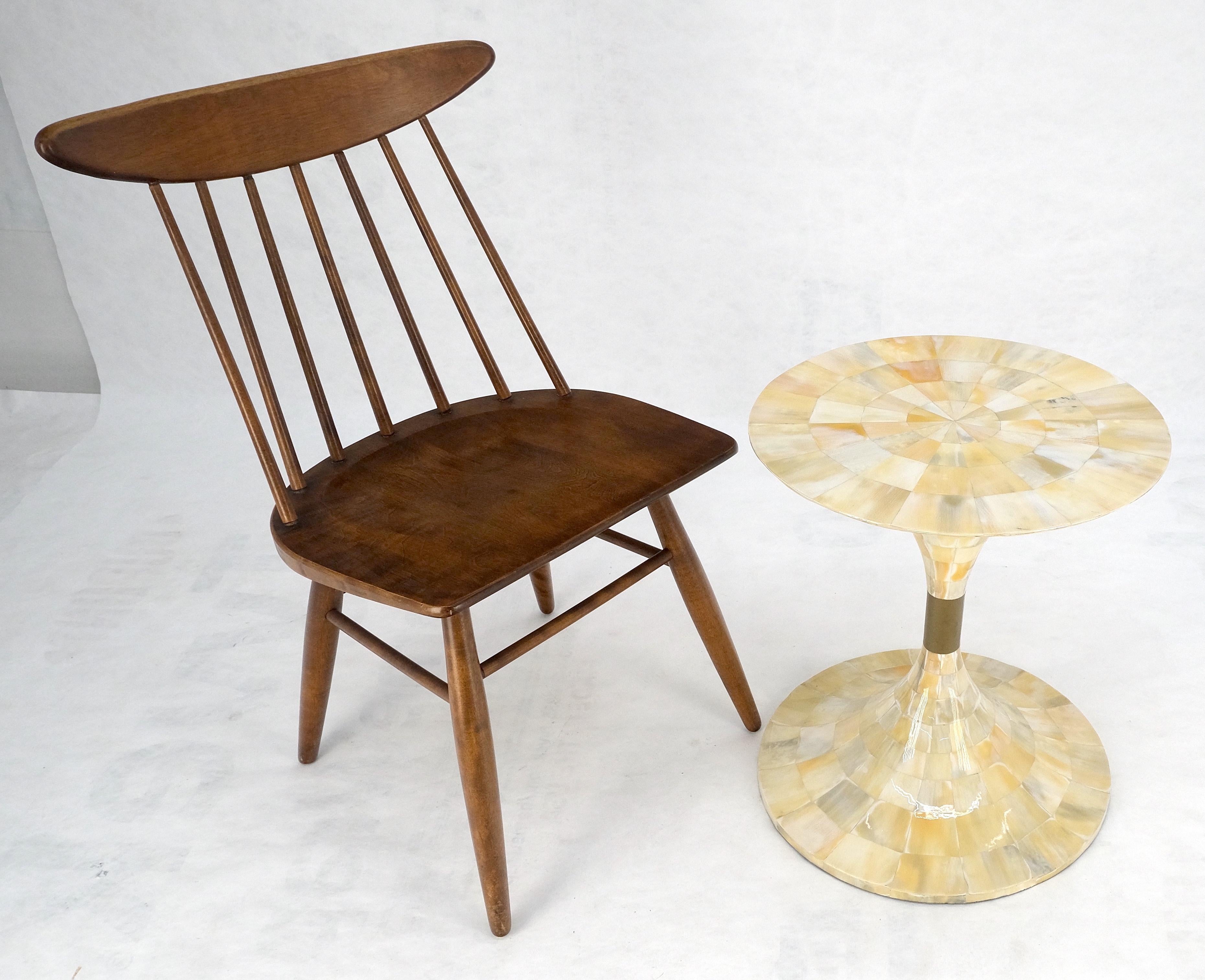 Inlay Mother of Pearl Veneer Patch Work Tulip Shape side End Table Stand MINT For Sale