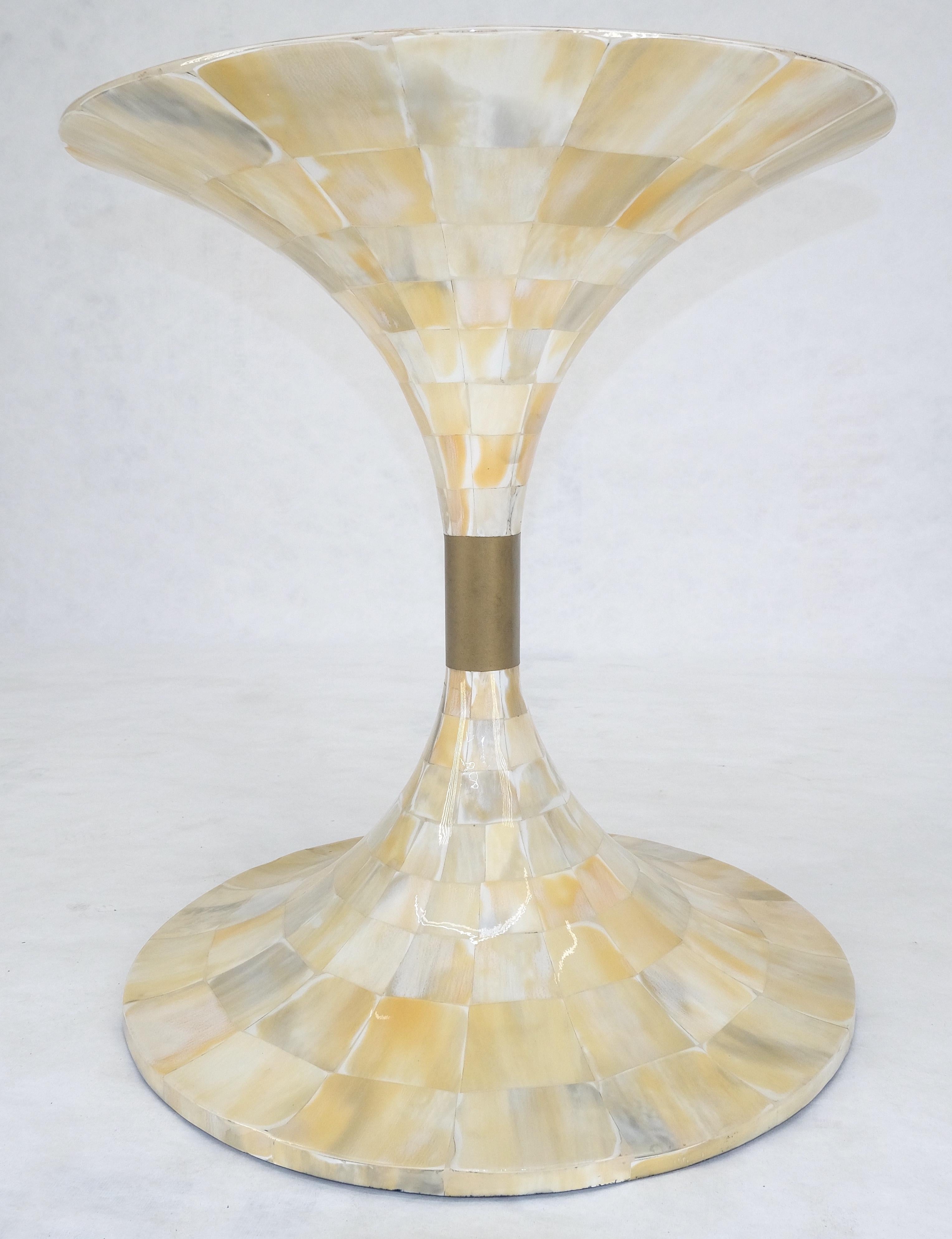 Mother of Pearl Veneer Patch Work Tulip Shape side End Table Stand MINT For Sale 1