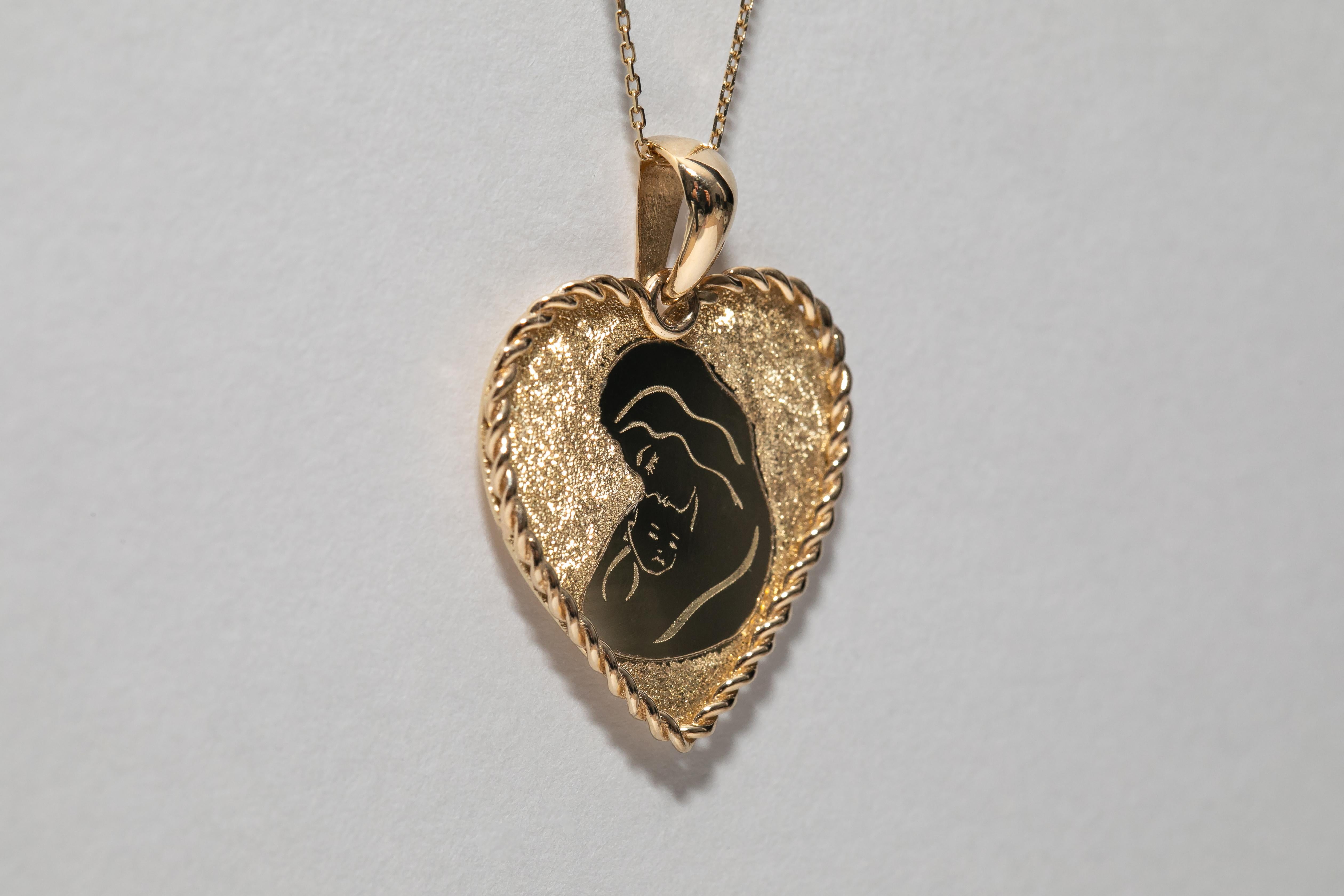 Women's Motherhood in Heart Pendant Necklace For Sale