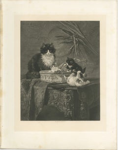 "Motherly Watch" - Cats and Kittens by Henriette Ronner (1894)