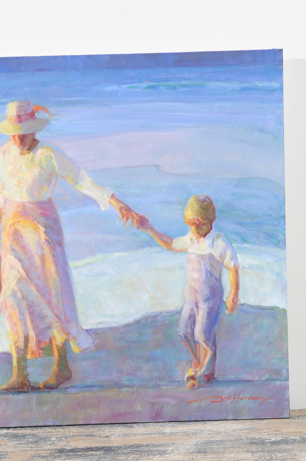 Mother's Joy by Don Hatfield, Original Contemporary American Beach Painting In Excellent Condition In Atlanta, GA