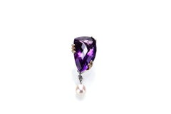 Mother’s Love Handmade 55.67 Carat Amethyst Pearl Diamond 18K Pendant Brooch
