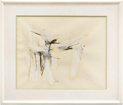 Israeli Modernist Abstract Expressionist Mixed Media Painting White on White