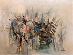 Pintura al óleo expresionista abstracta modernista israelí