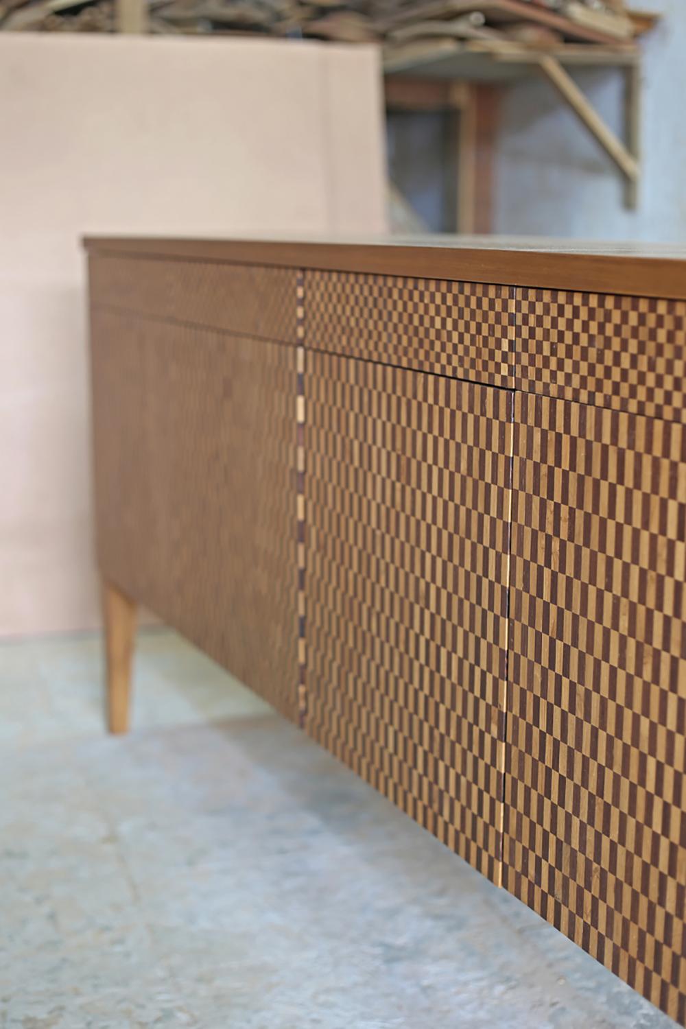 Modern Motley Reclaimed Teak Dining Console For Sale