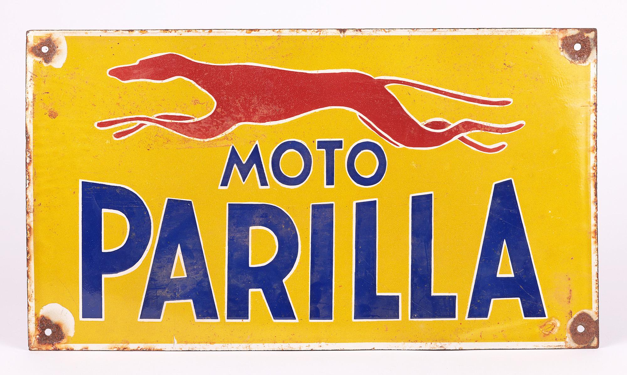 Moto Parilla Italian Mid-Century Motorcylce Enamel Sign 3