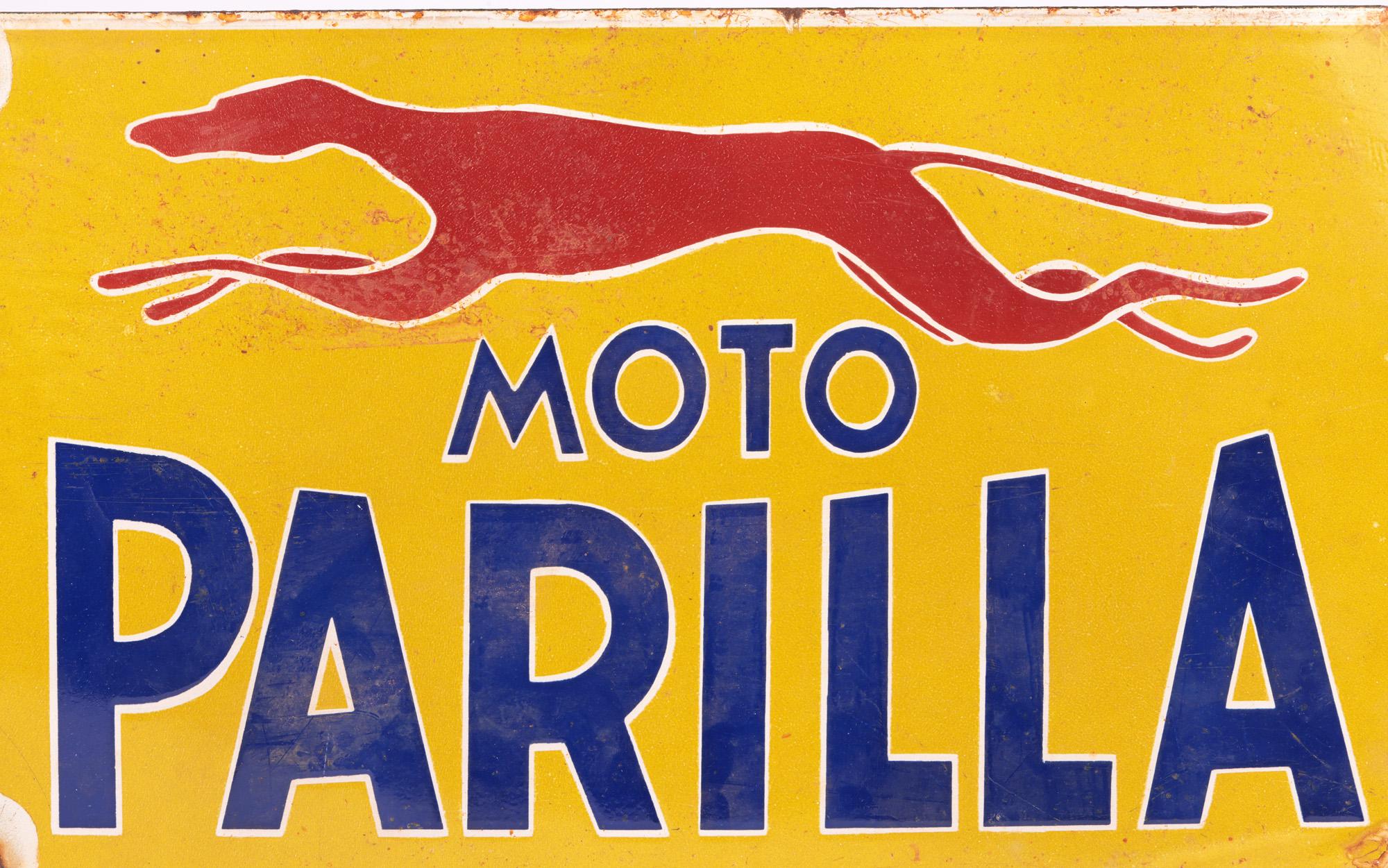 Sheet Metal Moto Parilla Italian Mid-Century Motorcylce Enamel Sign