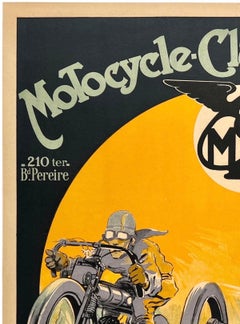 MOTOCYCLE CLUB DE FRANCE PARIS Original Vintage Auto Motorradrennen Poster