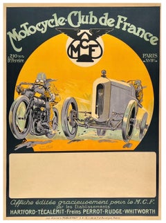 MOTOCYCLE CLUB DE FRANCE PARIS Original Vintage Auto Motorradrennen Poster