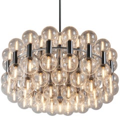 Motoko Ishii pour Staff Grand lustre en chrome avec 72 orbes en verre