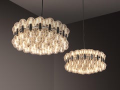 Motoko Ishii for Staff Large Chandeliers in Chrome with 72 Glass Orbs