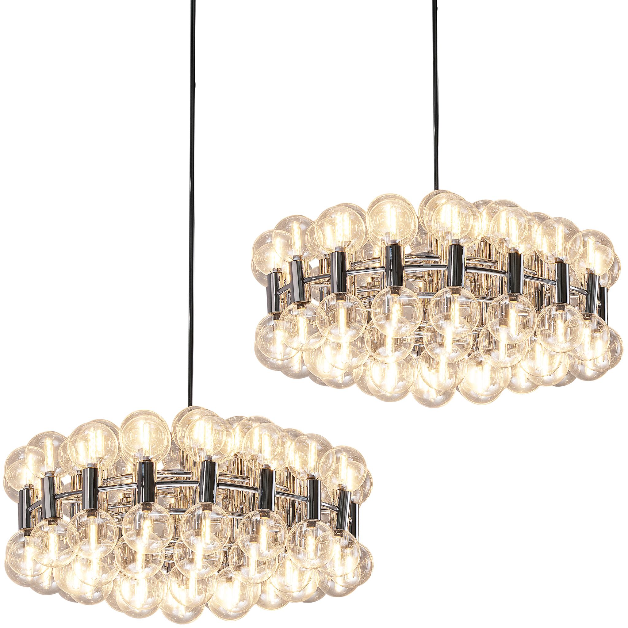 Motoko Ishii for Staff Large Chandeliers in Chrome with 72 Glass Orbs