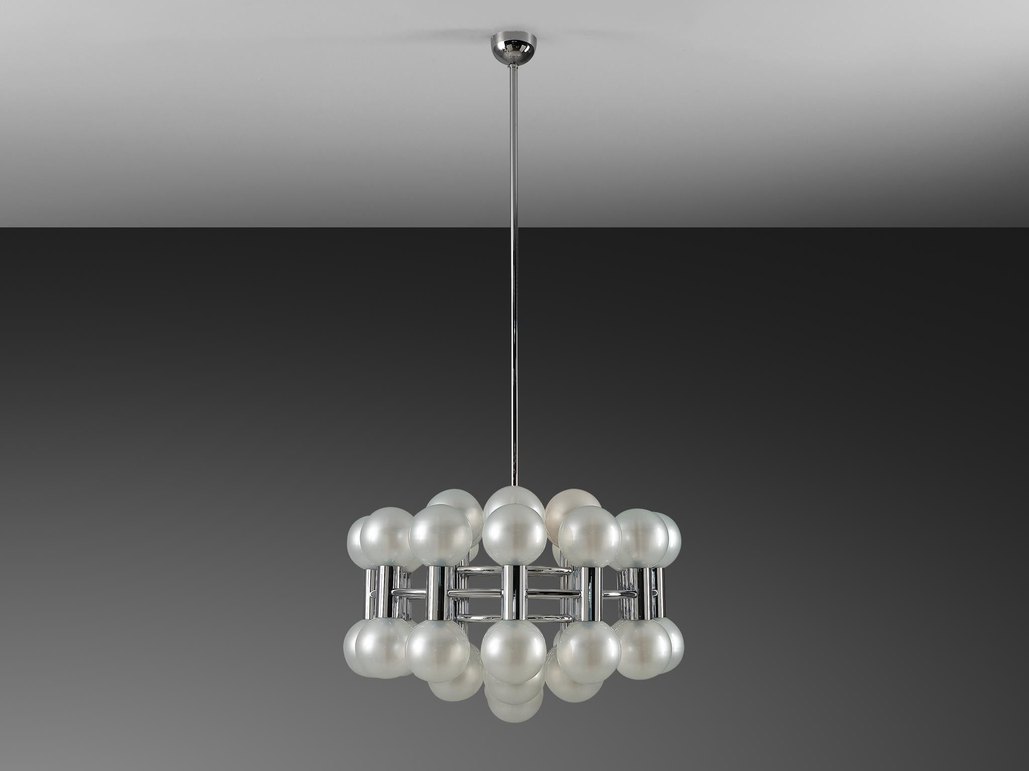 Motoko Ishii for Staff Leuchten Chandelier in Chrome with Glass Orbs For Sale 4