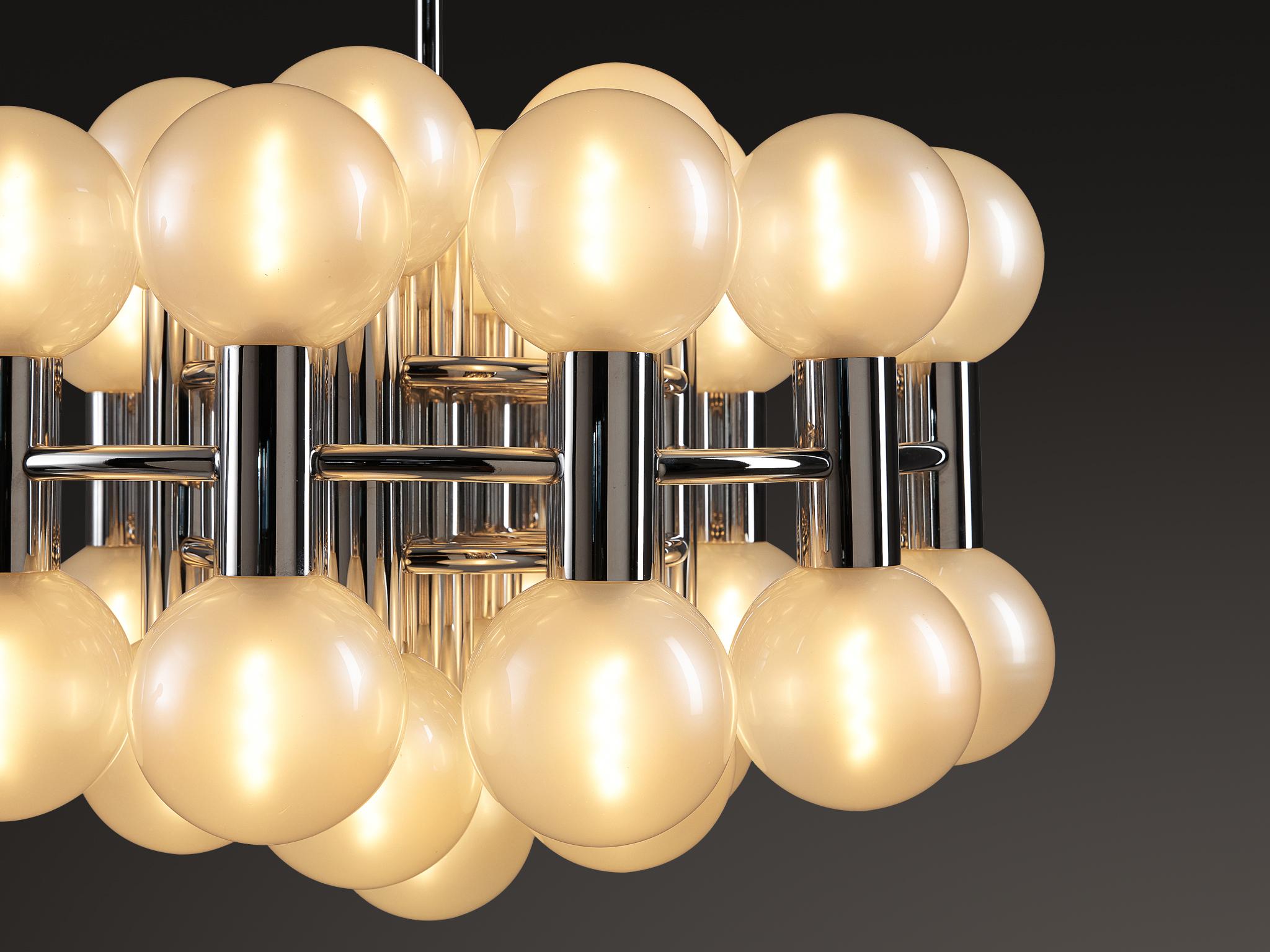 German Motoko Ishii for Staff Leuchten Chandelier in Chrome with Glass Orbs For Sale