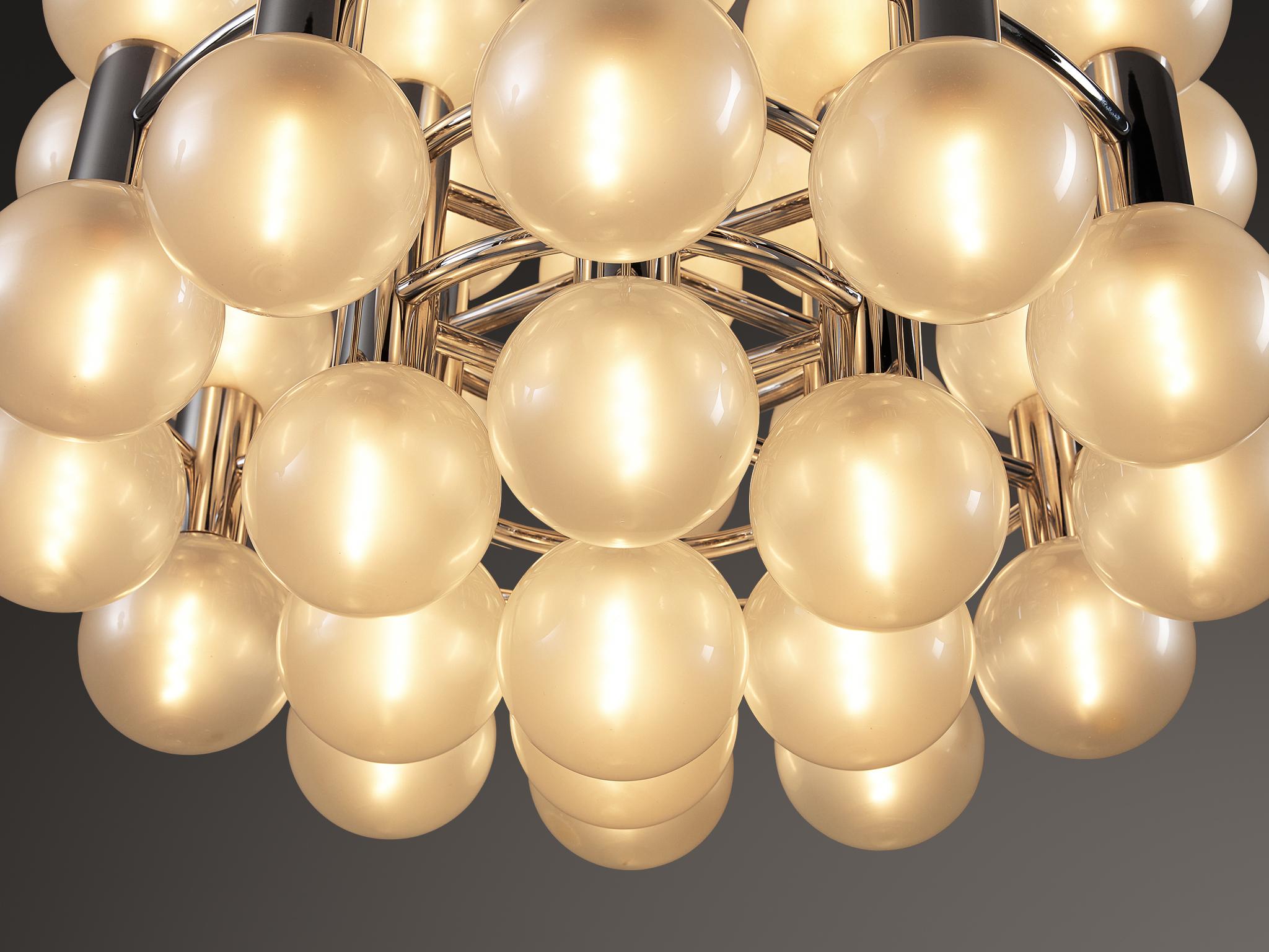 Motoko Ishii for Staff Leuchten Chandelier in Chrome with Glass Orbs In Good Condition For Sale In Waalwijk, NL