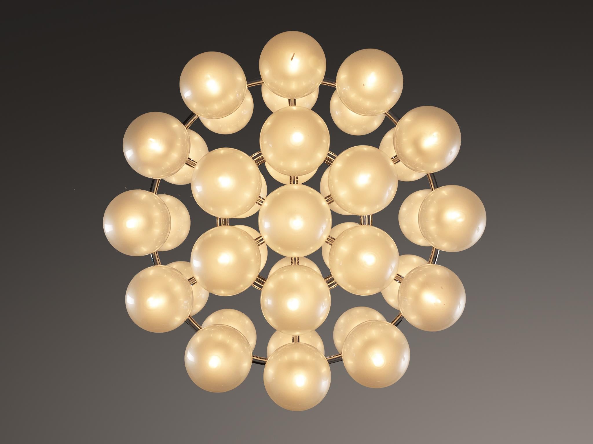 Motoko Ishii for Staff Leuchten Chandelier in Chrome with Glass Orbs For Sale 2