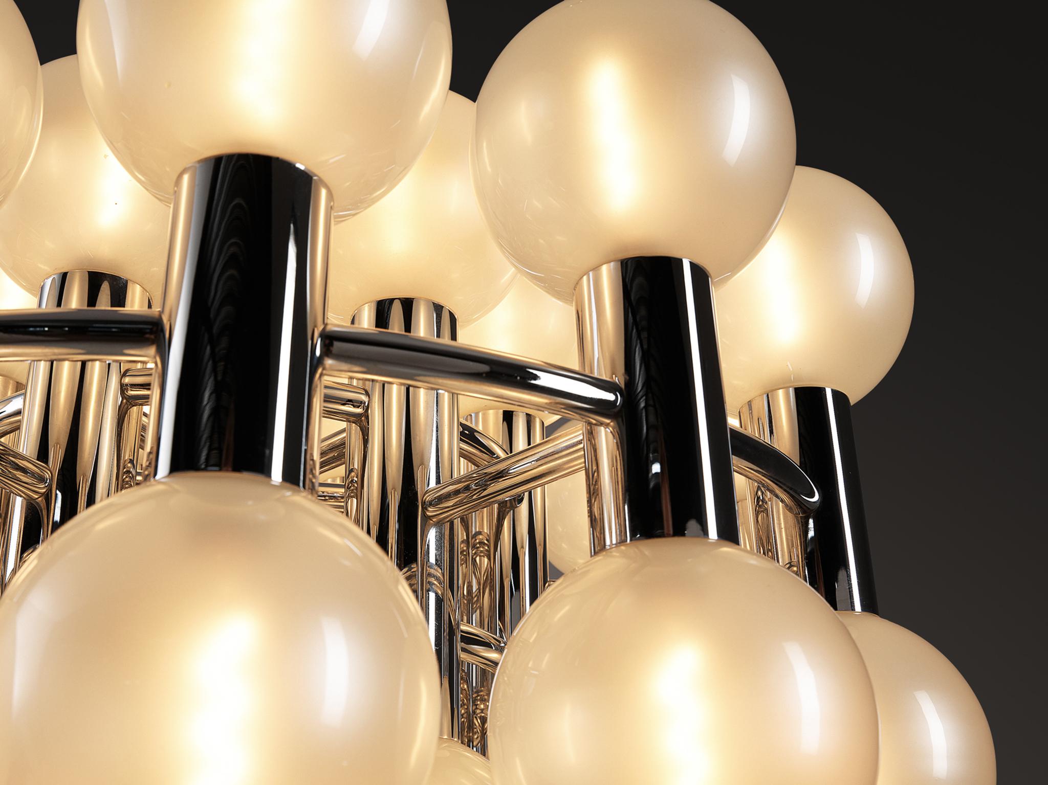 Motoko Ishii for Staff Leuchten Chandelier in Chrome with Glass Orbs For Sale 3