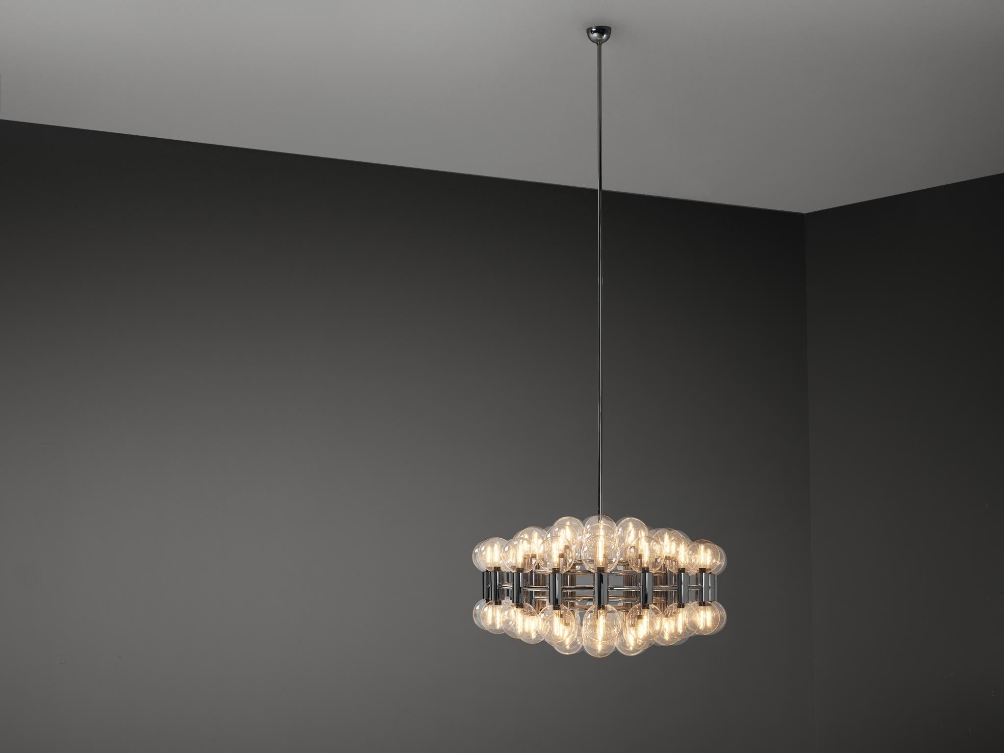 Motoko Ishii for Staff Leuchten Large Chandelier in Chrome with 72 Glass Orbs For Sale 4