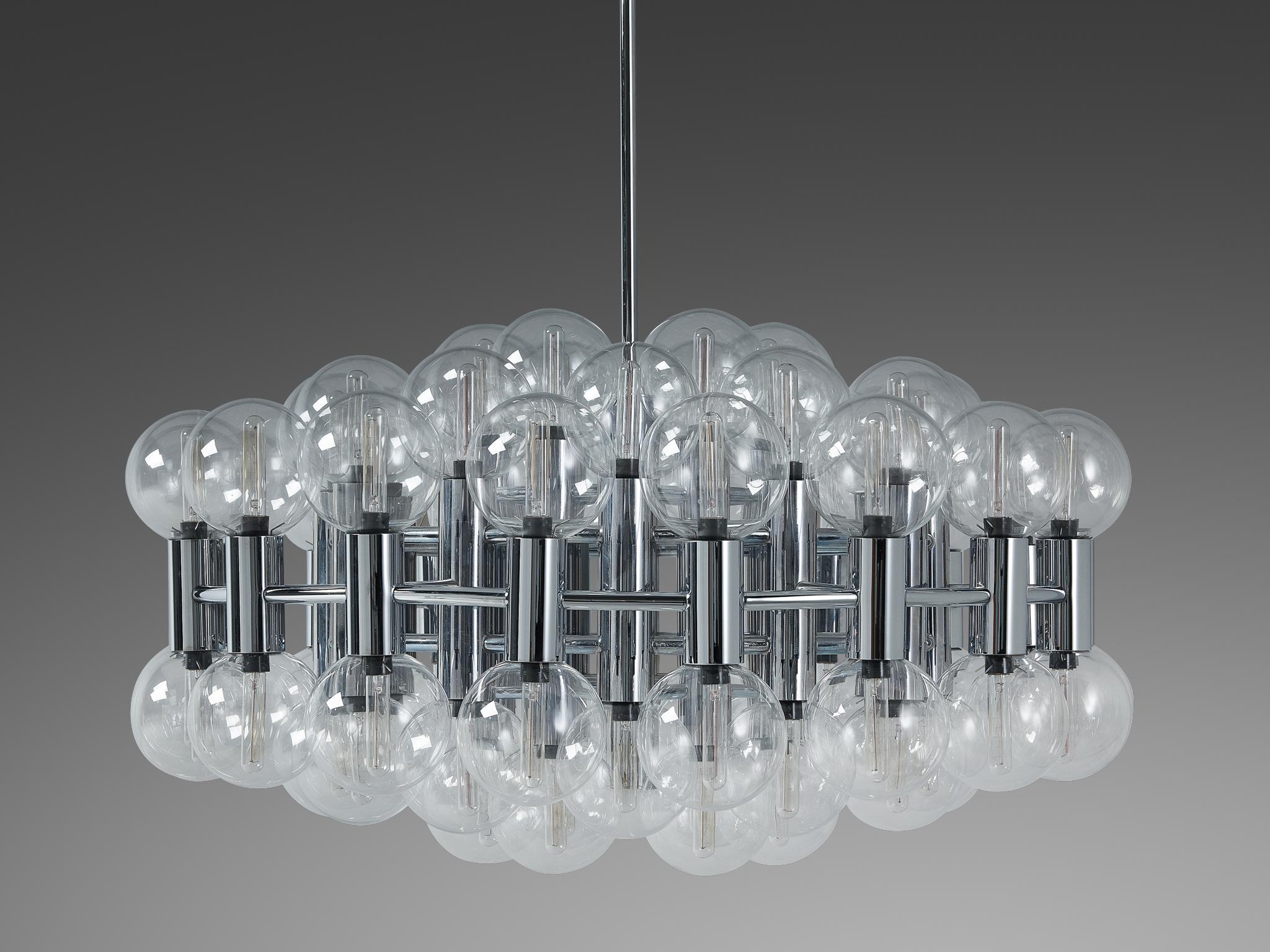Motoko Ishii for Staff Leuchten Large Chandelier in Chrome with 72 Glass Orbs For Sale 5