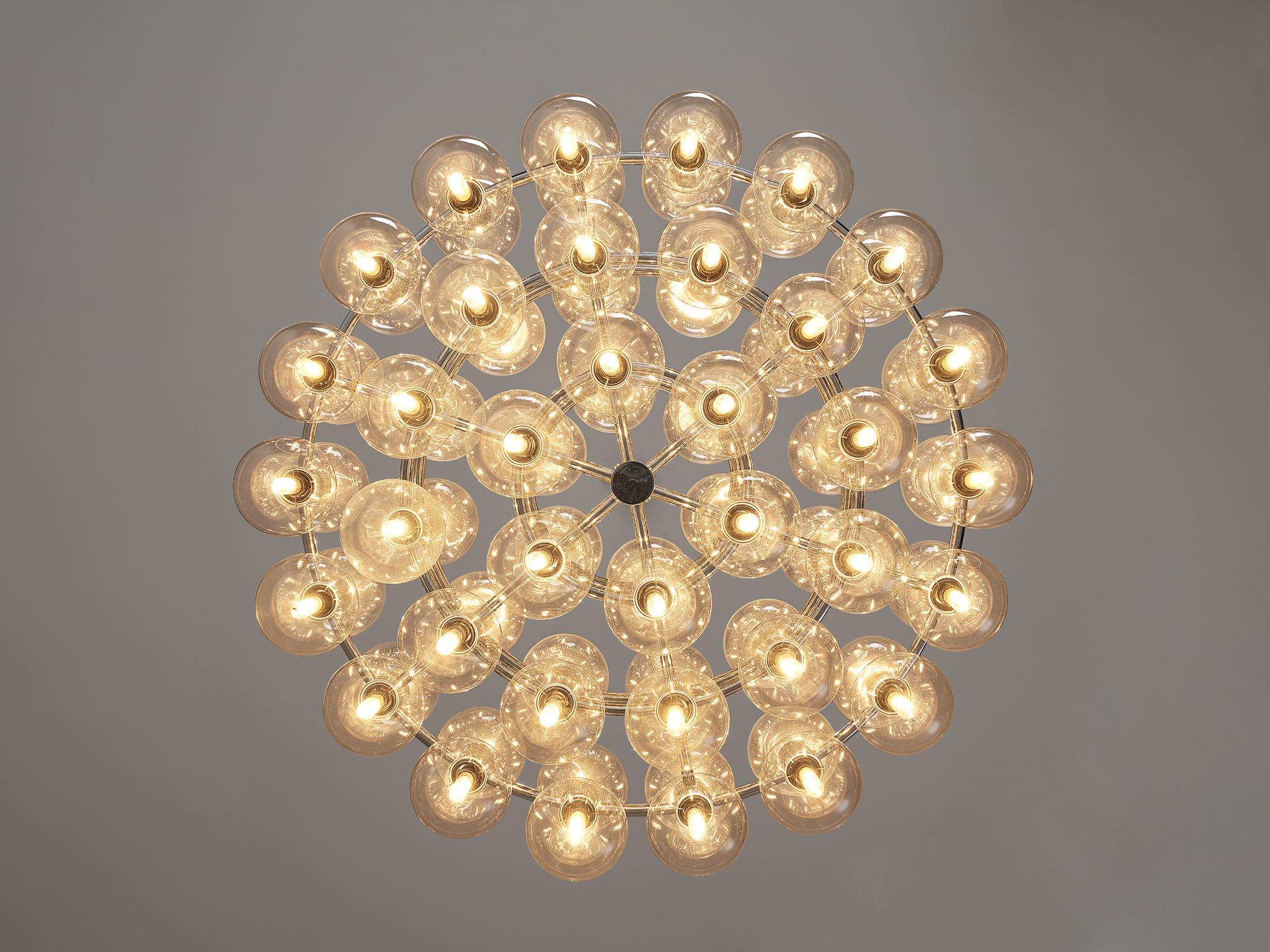 Mid-Century Modern  Motoko Ishii for Staff Leuchten Large Chandelier in Chrome with 72 Glass Orbs For Sale