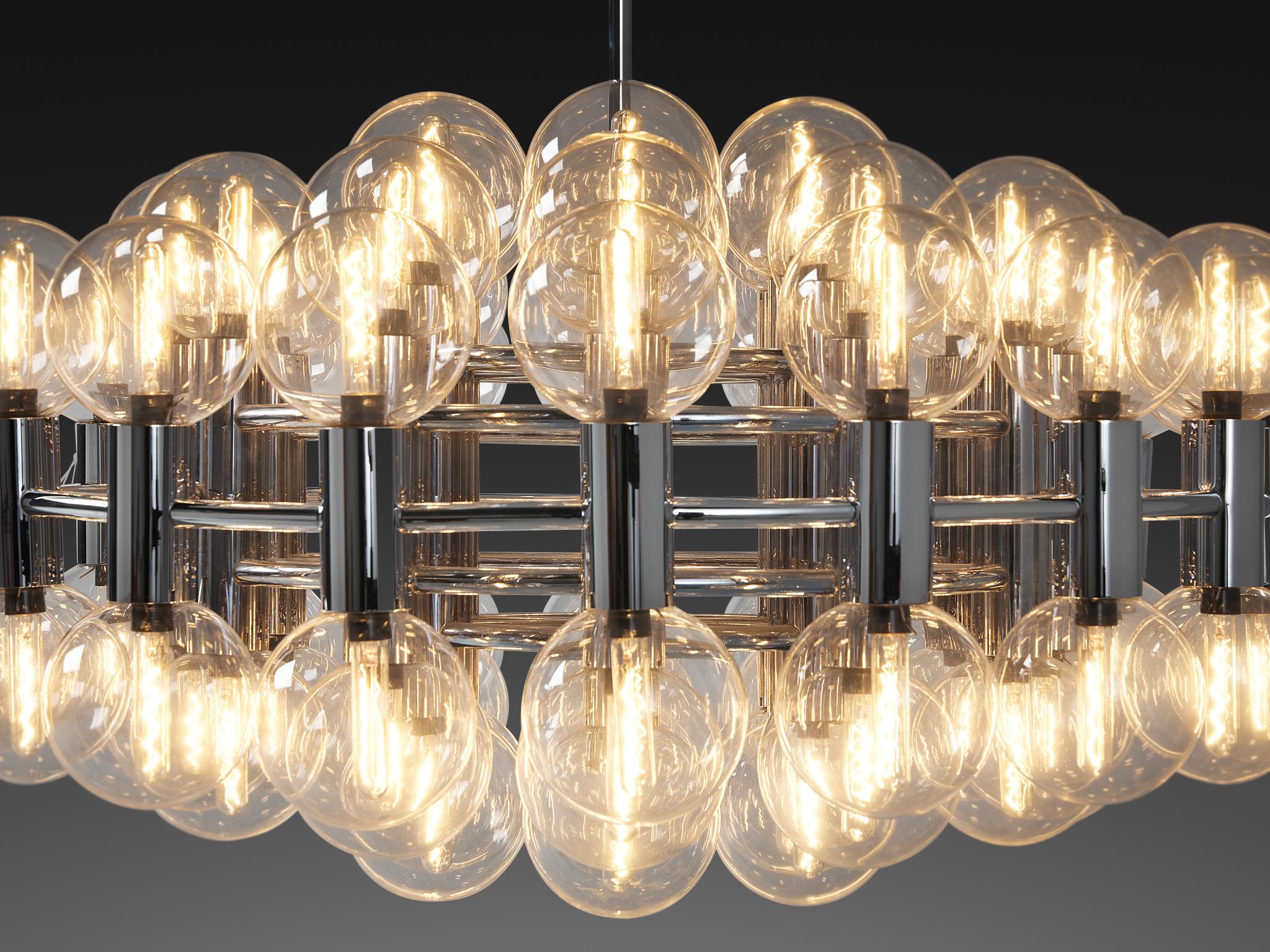 Motoko Ishii for Staff Leuchten Large Chandelier in Chrome with 72 Glass Orbs In Good Condition For Sale In Waalwijk, NL