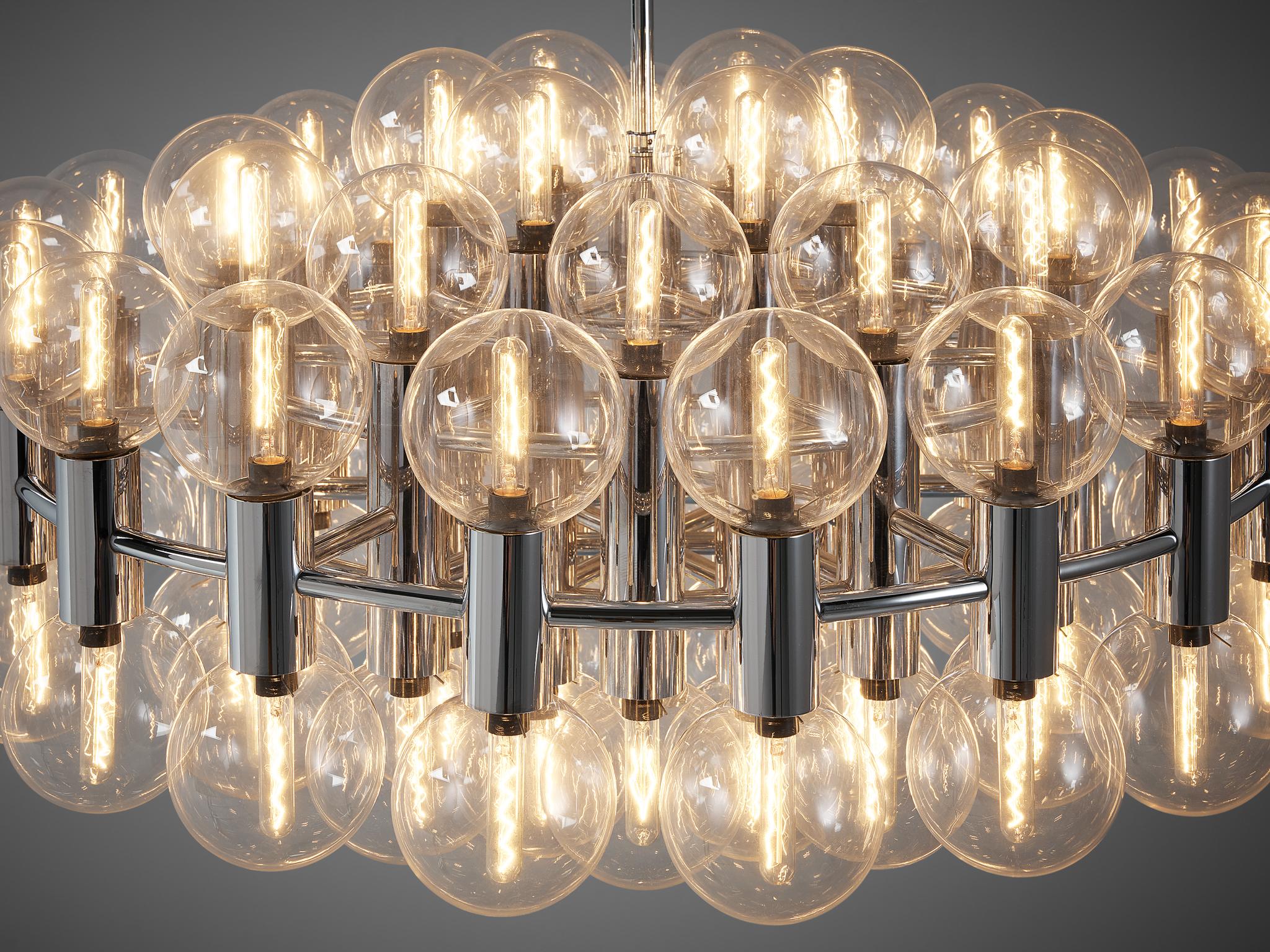  Motoko Ishii for Staff Leuchten Large Chandelier in Chrome with 72 Glass Orbs For Sale 1